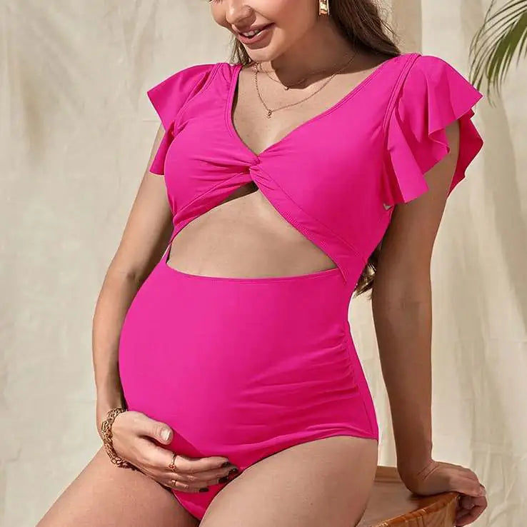 Maternity Ruffle Trim One-Piece Swimsuit