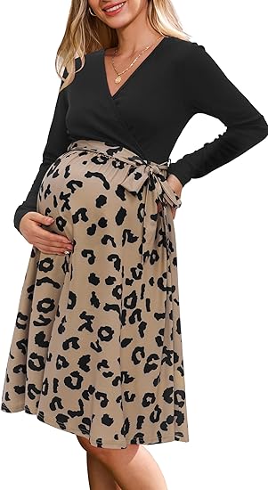 Long Sleeve Midi Maternity Dress