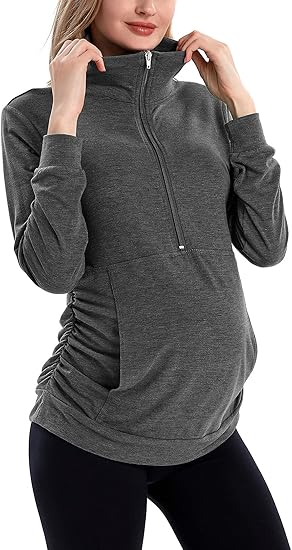Maternity Zip Up Sweatshirt