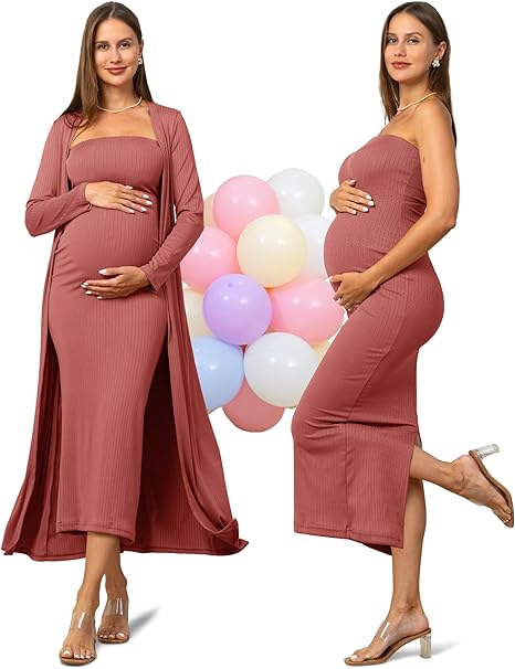 2-Piece Maternity Dress and Cardigan Set
