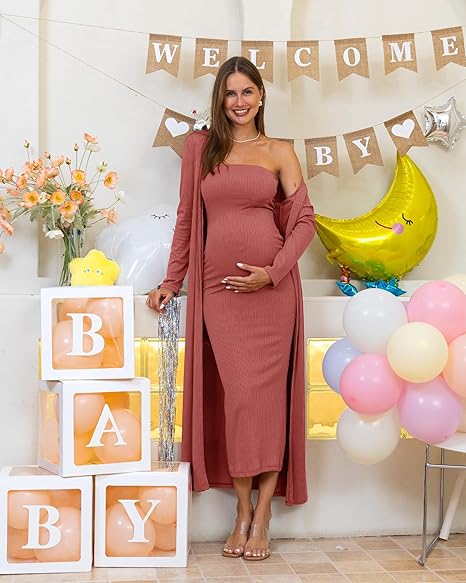 2-Piece Maternity Dress and Cardigan Set