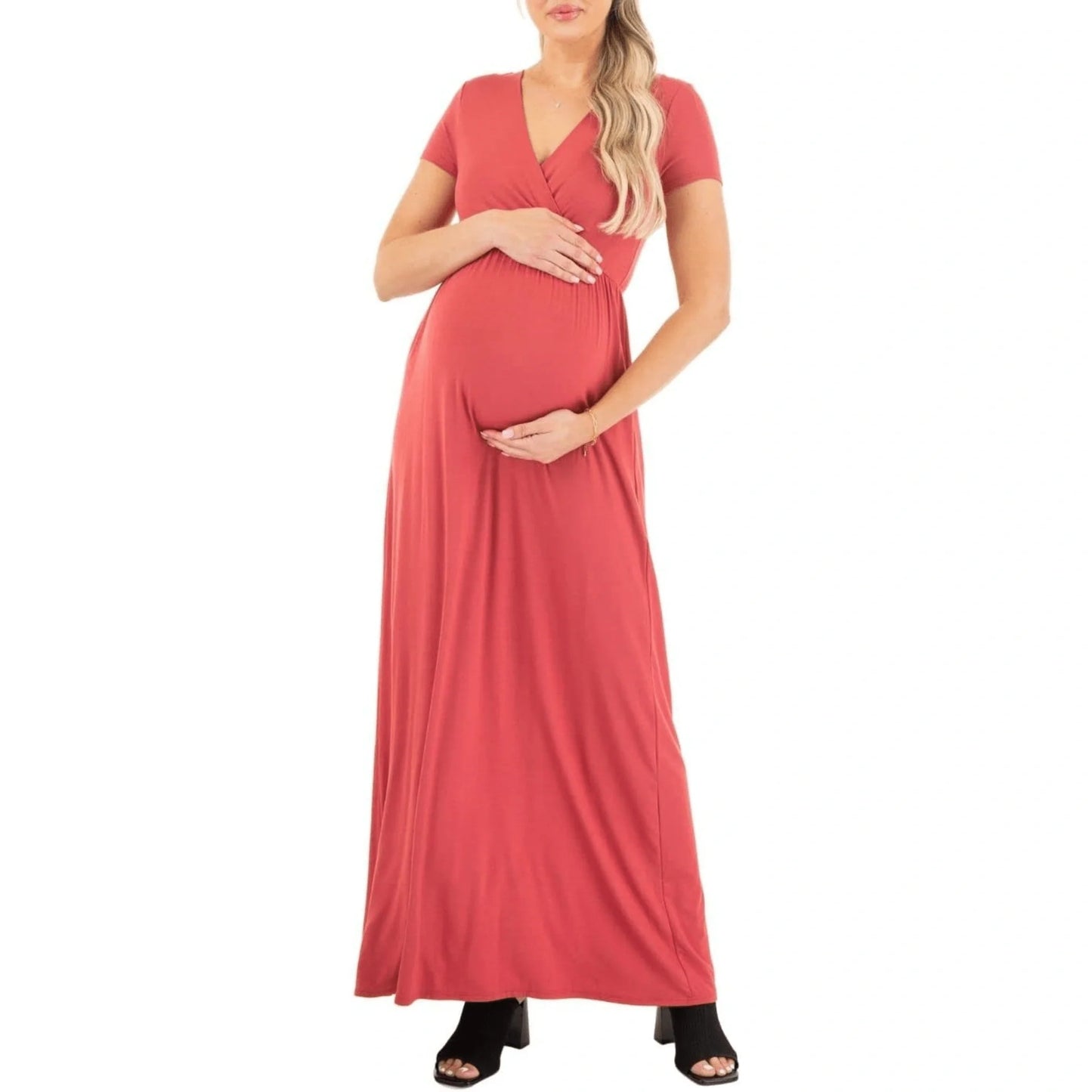 Maternity Short Sleeve Maxi Dress