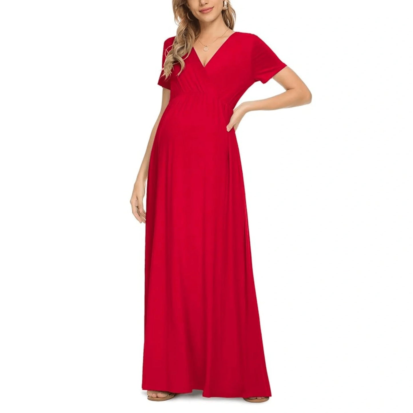 Maternity Short Sleeve Maxi Dress