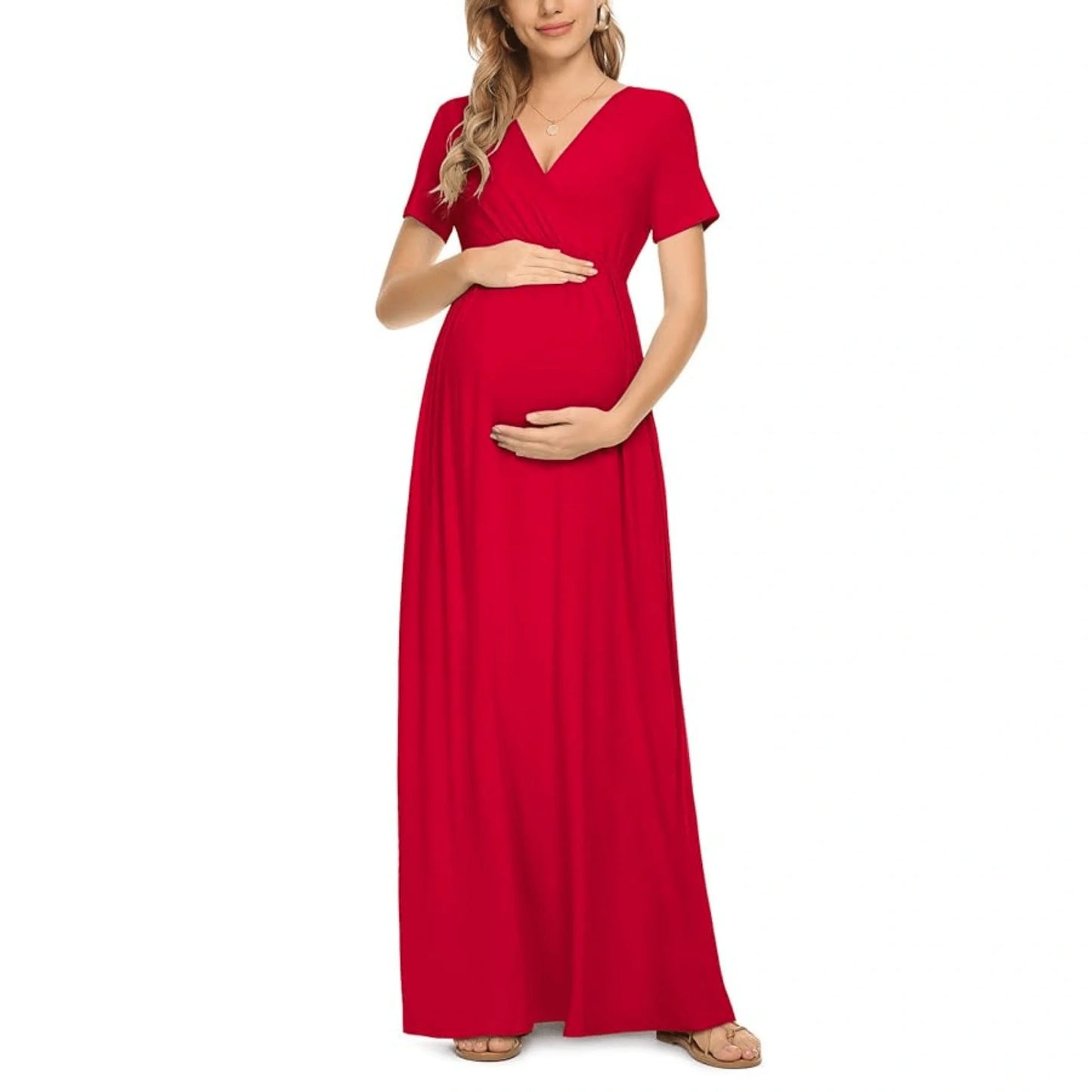 Maternity Short Sleeve Maxi Dress