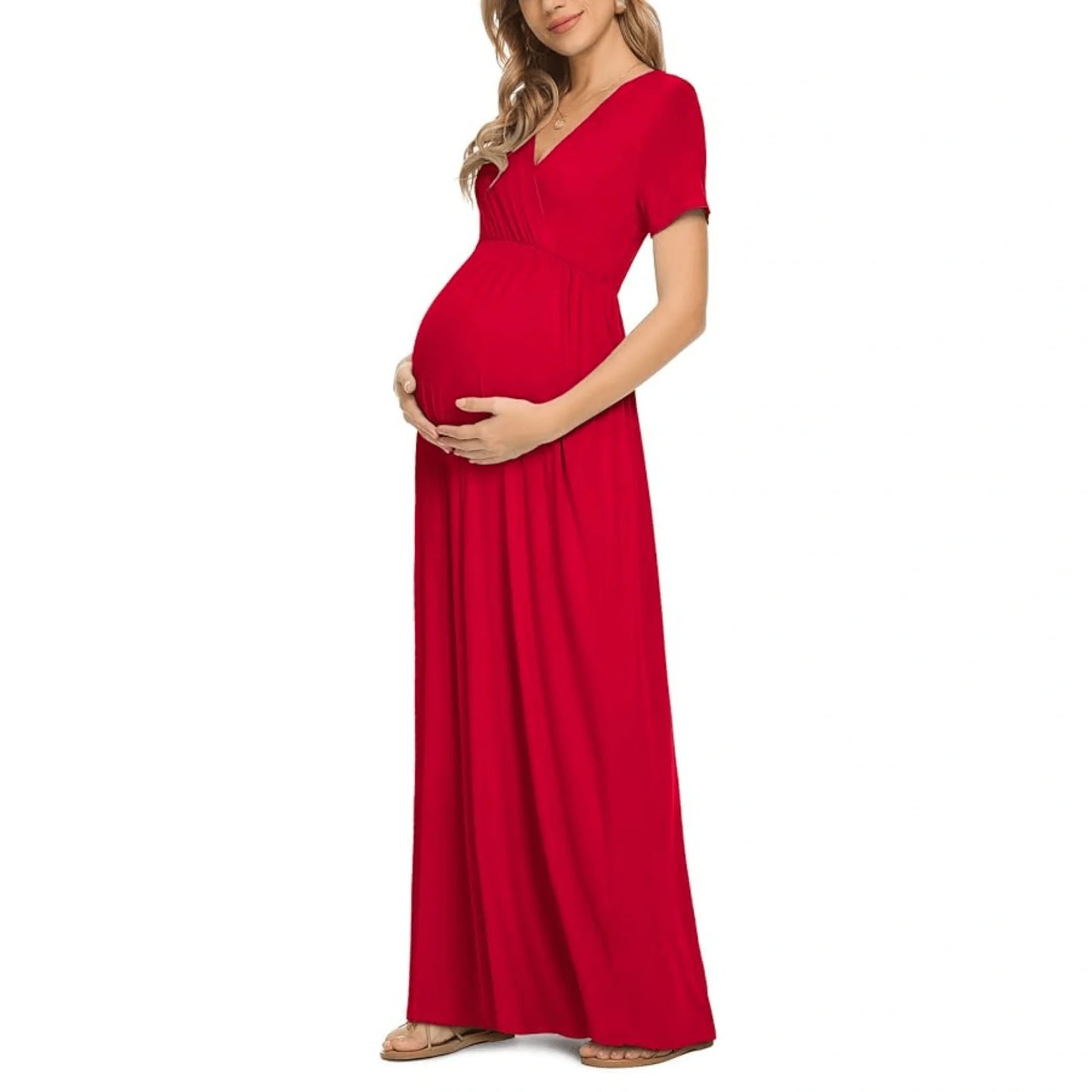 Maternity Short Sleeve Maxi Dress