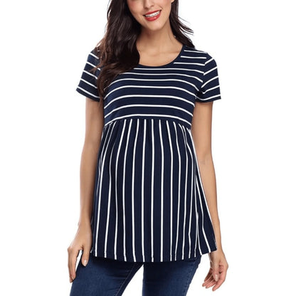 Striped Maternity Short Sleeve Top