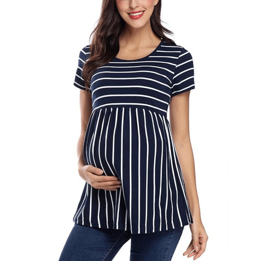 Striped Maternity Short Sleeve Top