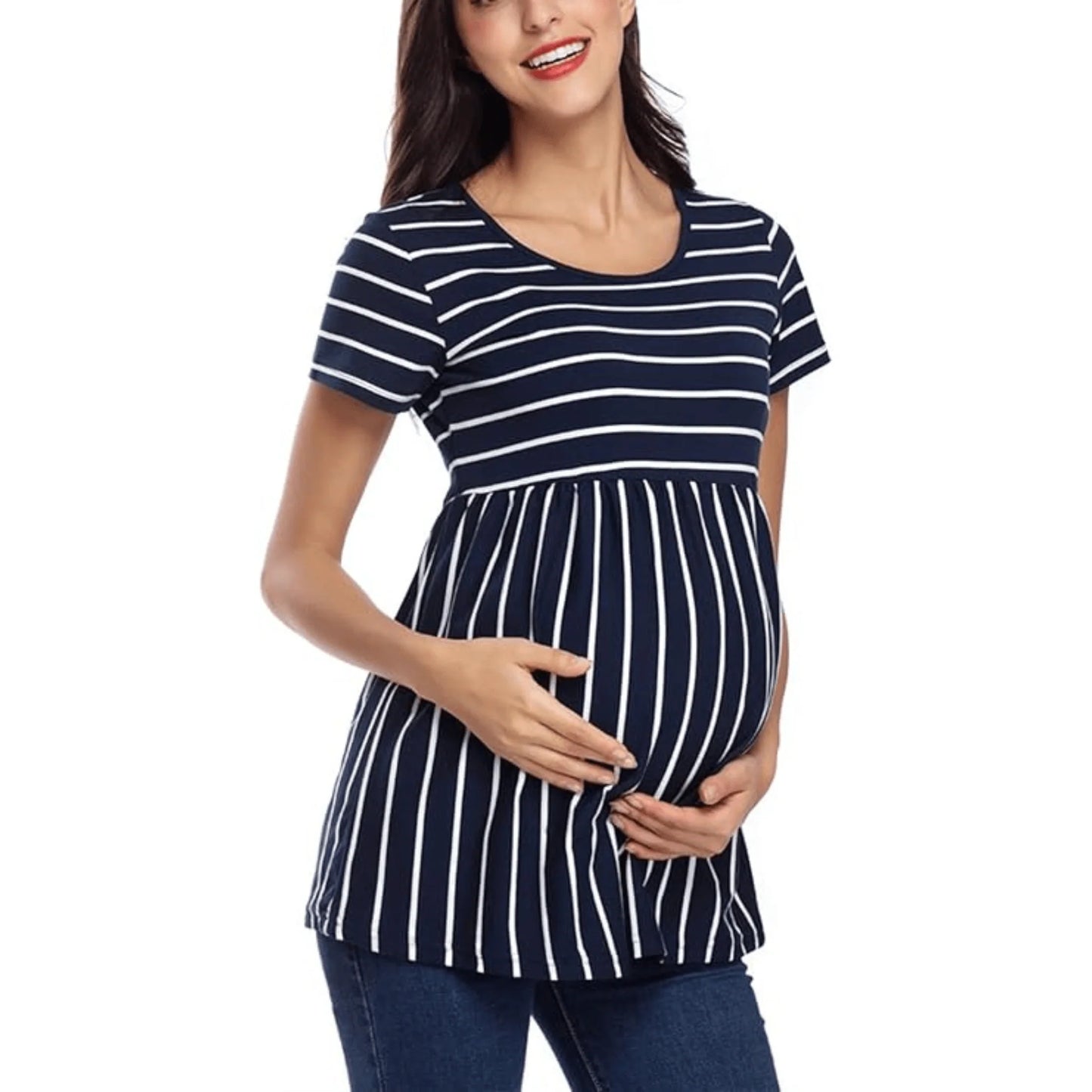 Striped Maternity Short Sleeve Top