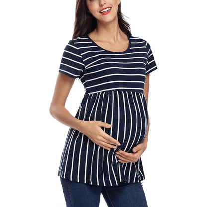 Striped Maternity Short Sleeve Top