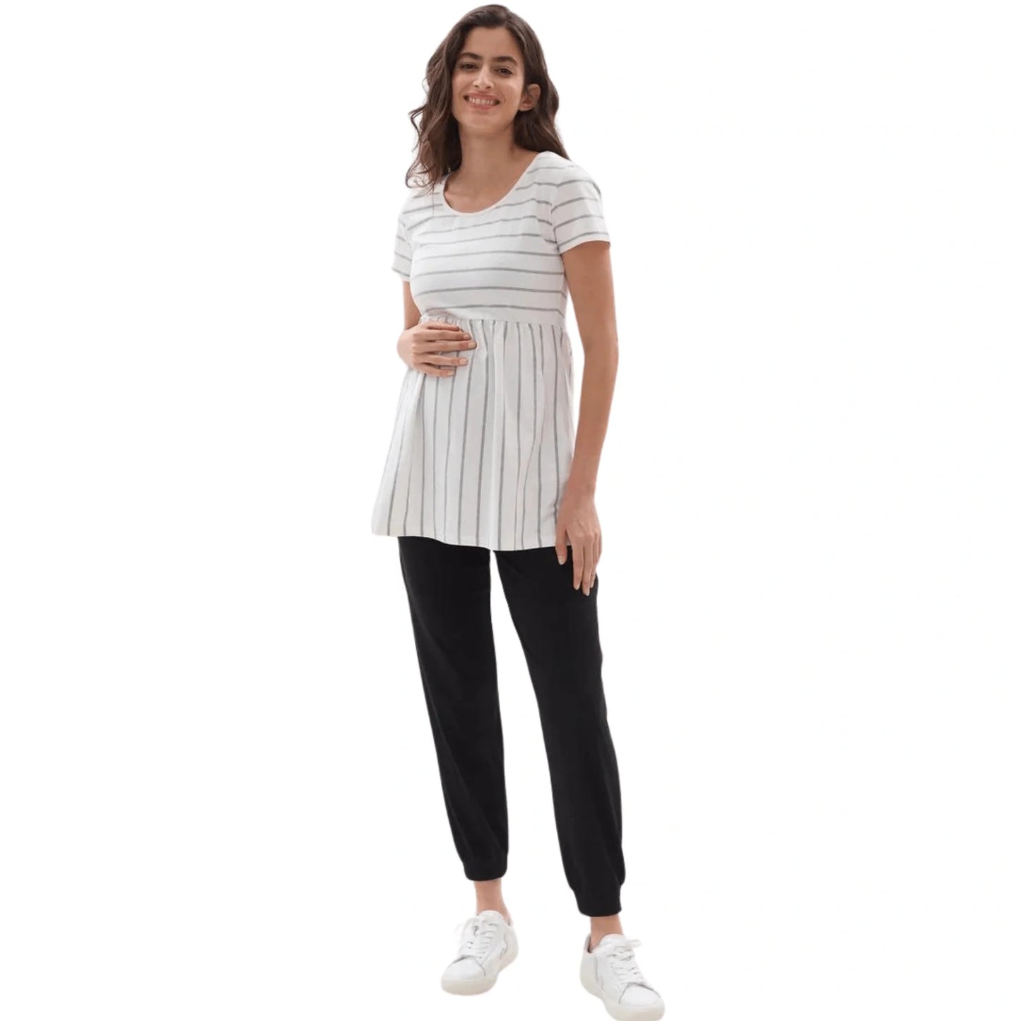 Striped Maternity Short Sleeve Top