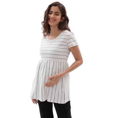 Striped Maternity Short Sleeve Top