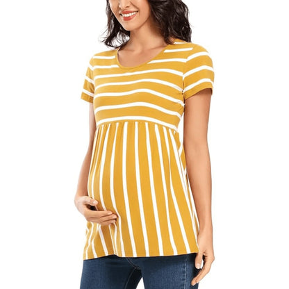 Striped Maternity Short Sleeve Top