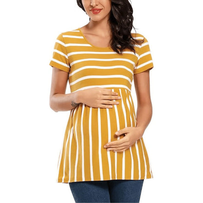 Striped Maternity Short Sleeve Top
