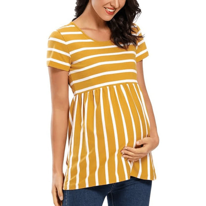 Striped Maternity Short Sleeve Top