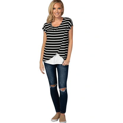 Maternity Striped Nursing Top