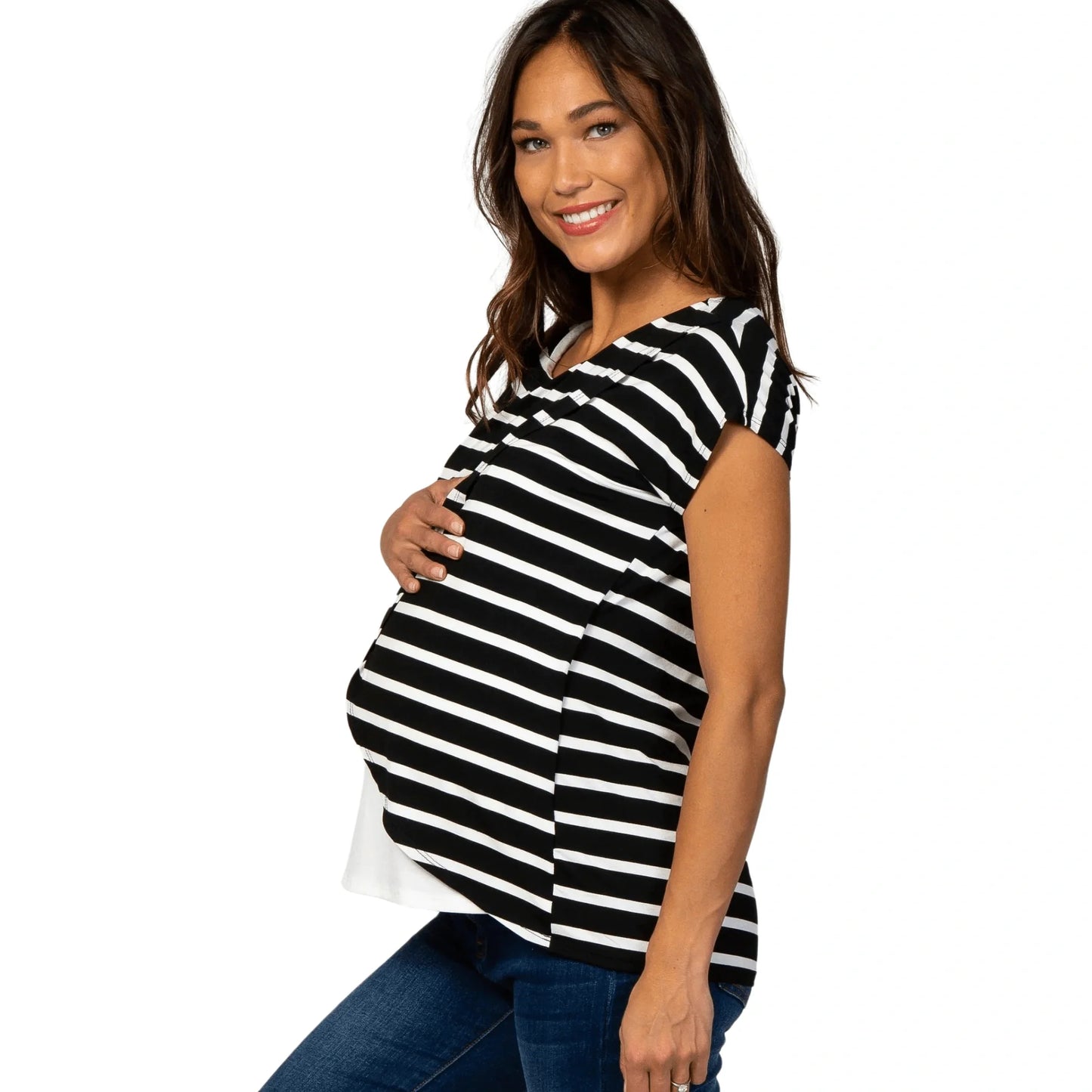 Maternity Striped Nursing Top