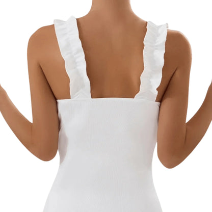 White Ruffled Maternity One-Piece Swimsuit